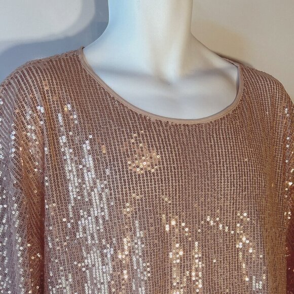 Ott by Lime & Chili SZ L Light Copper Sequin Top Dressy Formal Party Boxy - Picture 2 of 7